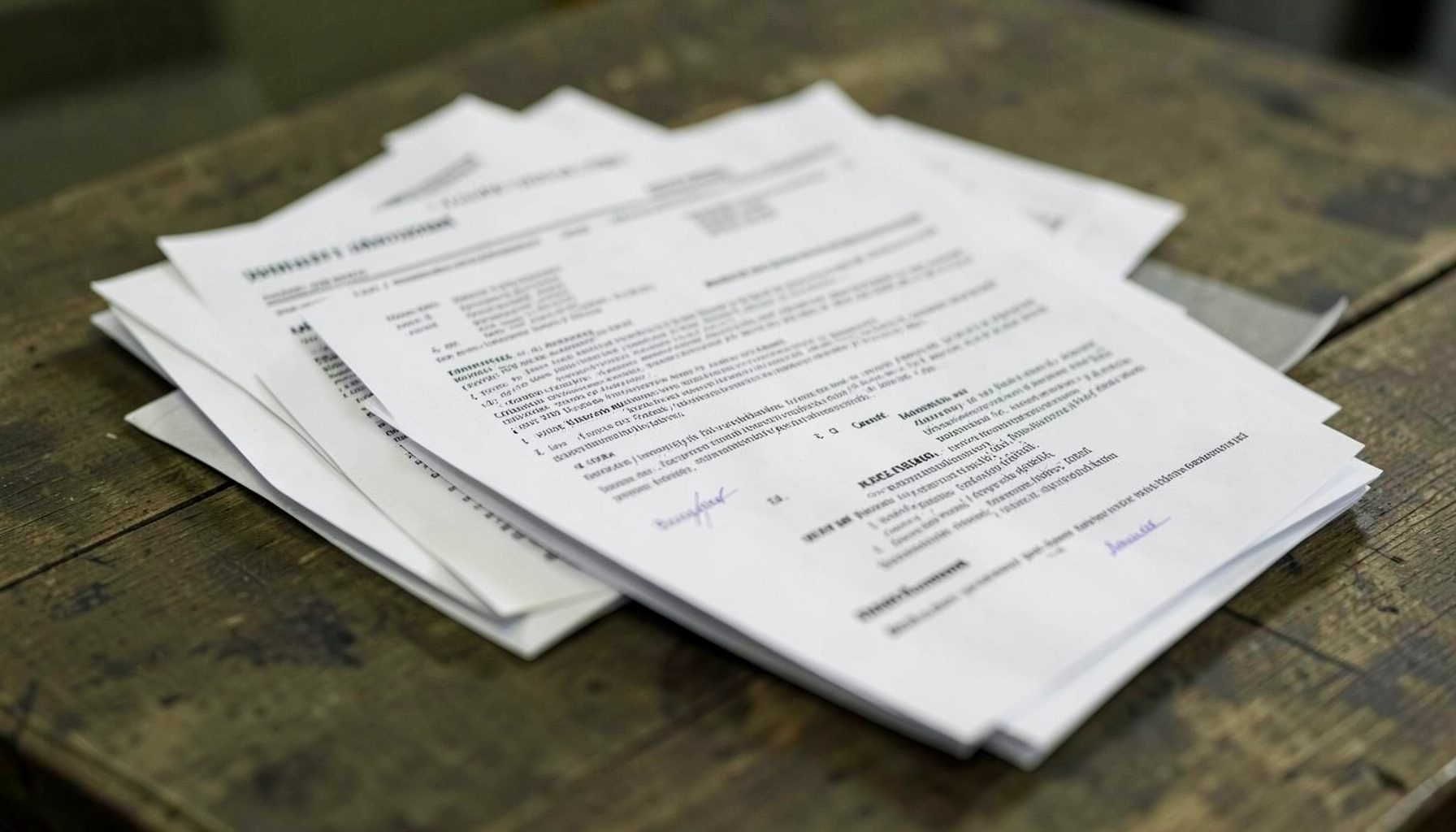 A stack of official documents and reports on a wooden table, with muted olive and charcoal tones, suggesting bureaucratic investigation and institutional scrutiny.